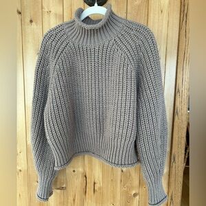 Women’s H&M Grey/Beige Chunky Knit Turtleneck Sweater Size L